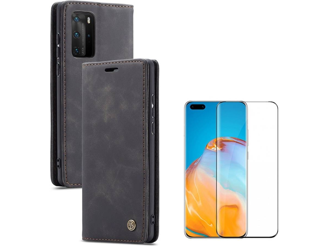 Funda y Protector de Pantalla Huawei P40 Pro CASEME Libro Elite Negro