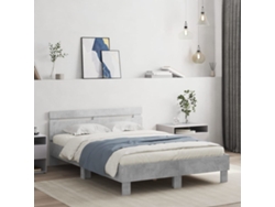Estructura De Cama Cabecero Y Luces Led Gris Hormigón 135x190cm