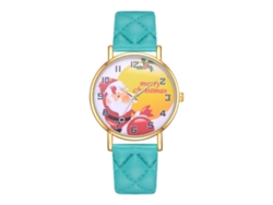 Reloj De Cuarzo Con Correa De Pu Casual Unisex Patrón De Papá Noel Verde