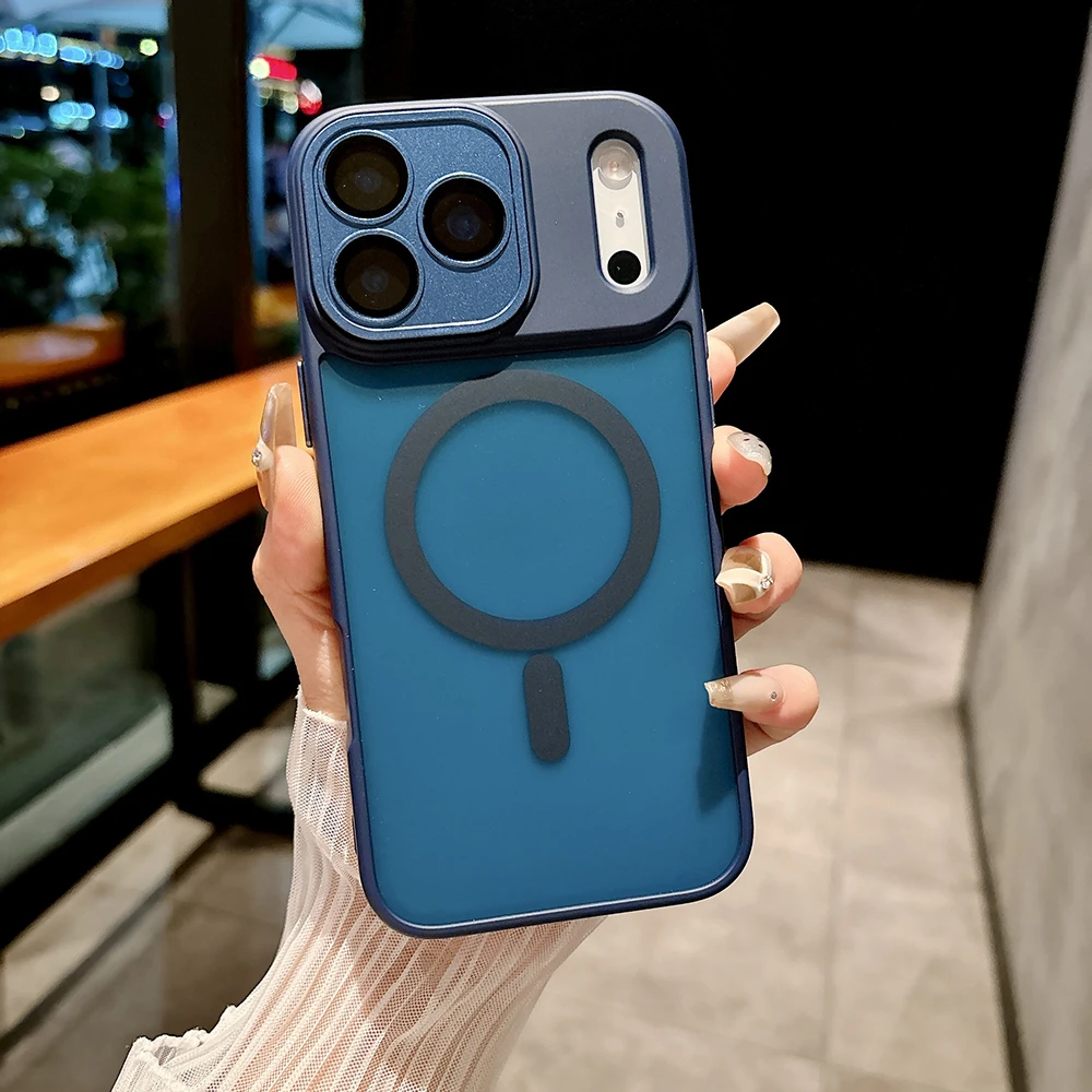 (azul, Iphone 15 Plus) Funda Para Teléfono Semitransparente Mate, Compatible Con Carga Inalámbrica Magnética, Carcasa Rígida A Prueba De Golpes.