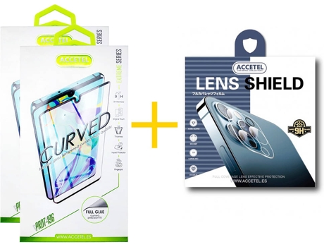 Pack de 2 Protectores de Cristal Templado Curva + Protector de Cámara para Samsung Galaxy S20 5G ACCETEL