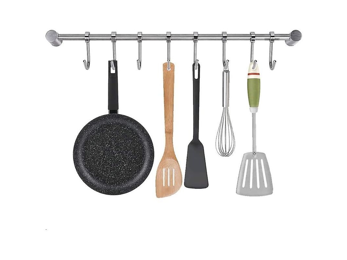 Estante Para Utensilios De Pared De Acero Inoxidable 304, 40 Cm, Con 7 Ganchos Ajustables (2025)