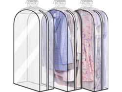 Funda para ropa de 3 piezas, bolsa para ropa con cremallera lateral para guardar trajes y camisas Gertiz (transparente/102 x 60 cm)