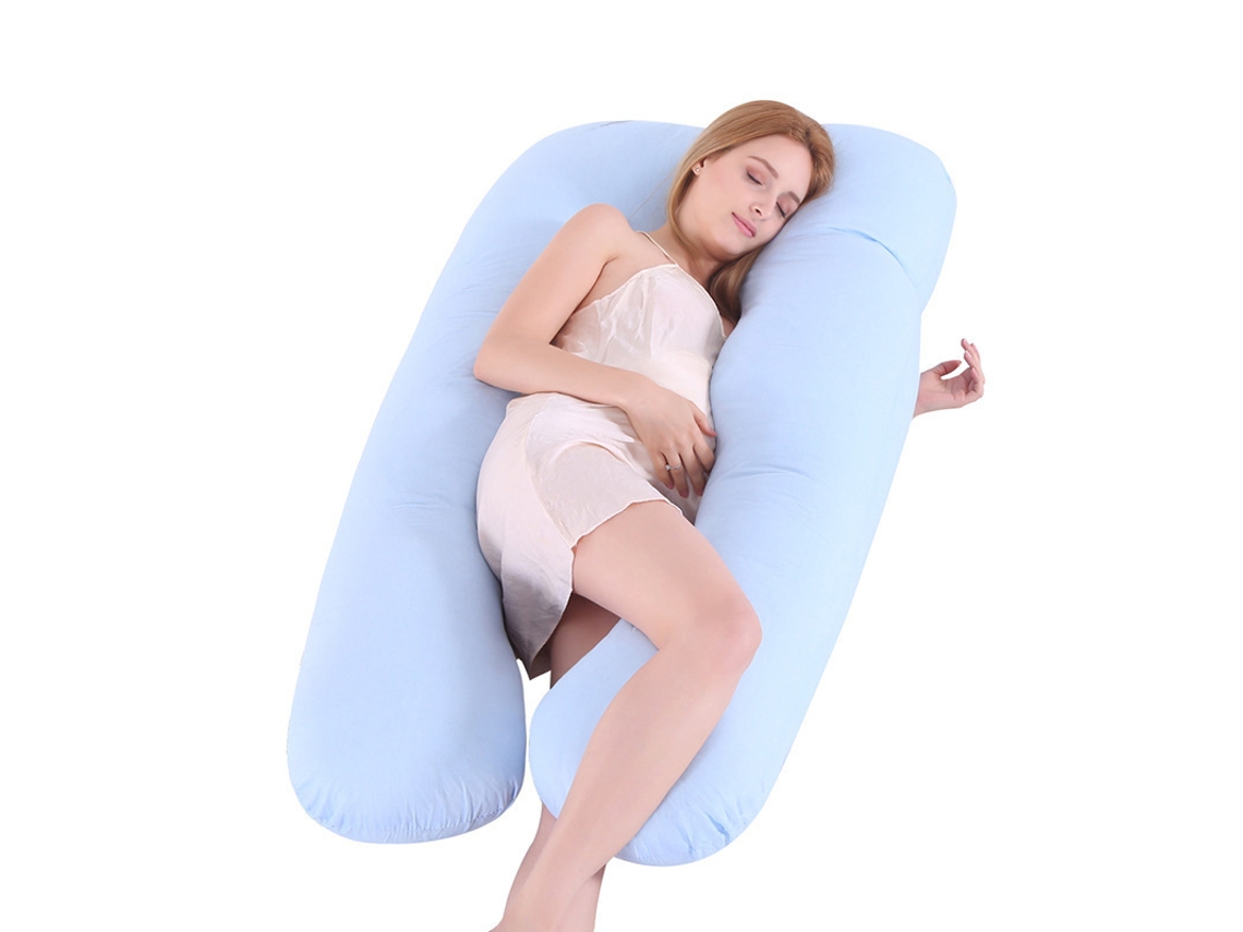 Almohada De Embarazo Multifuncional Para Dormir Durante El Embarazo Adecuada Para Abdomen Y Cintura 140 X 80 Cm (azul Algodón) Cuich