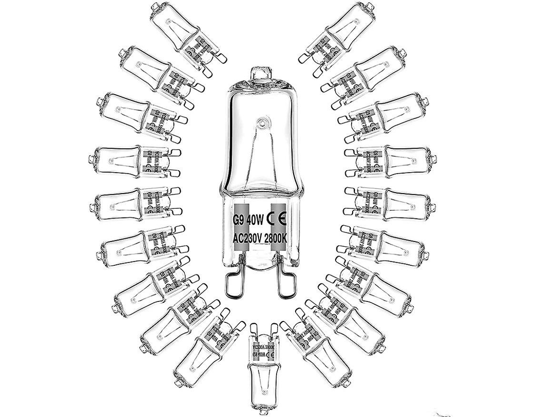 Rebe-20 Bombillas Halógenas G9, 25w, Luz Blanca Cálida 2800k, Regulables, Para Lámparas De Techo, Candelabros Y Faroles 40w