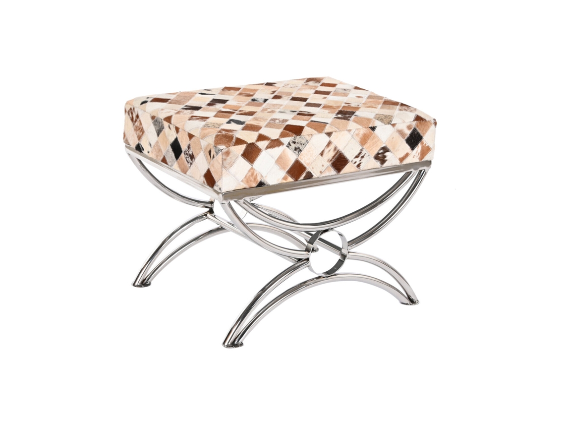 Descalzadora Acero Piel Rombos Camel 53x40x43cm