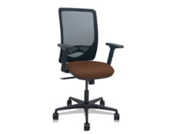 Silla De Oficina Zulema Con Mecanismo Sincro Tapizada Con Tela Color Marrón Oscuro Y Malla Color Negro