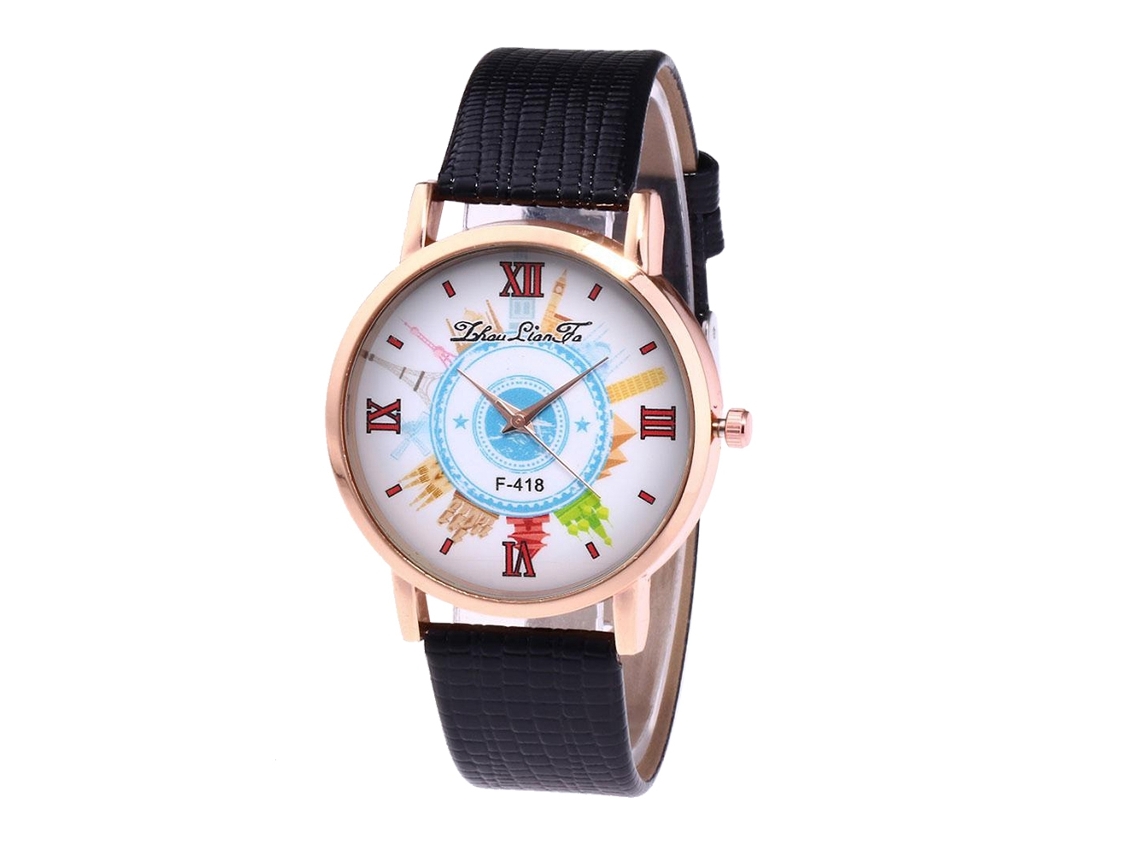 Reloj De Pulsera De Cuarzo Para Hombre, Estilo Estudiante, De Cuero, Moderno, Informal, Negro.