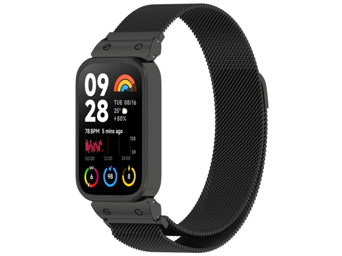 Bracelete Para Redmi Watch 6 / 5 / Xiaomi Band 9 Pro - Milan Magnética - Metal Preta