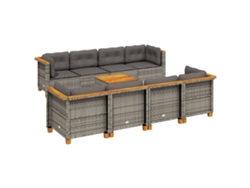 Conjunto 9 de muebles de jardín VIDAXL y cojines ratán sintético gris