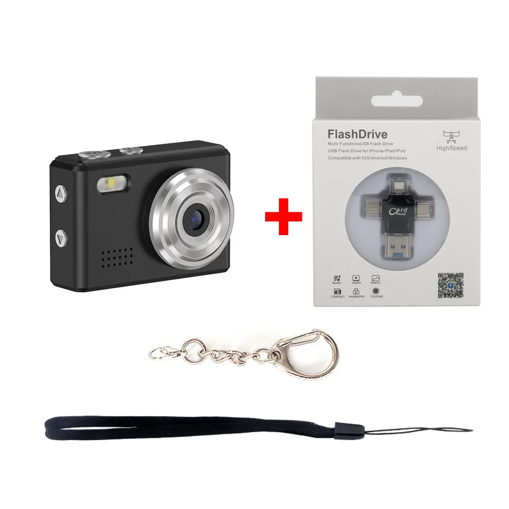 (negro Con Lector De Tarjetas - 16g) 0,96 Pulgadas - 1080p - Mini Cámara Digital Con Altavoz, Adecuada Para Niños.
