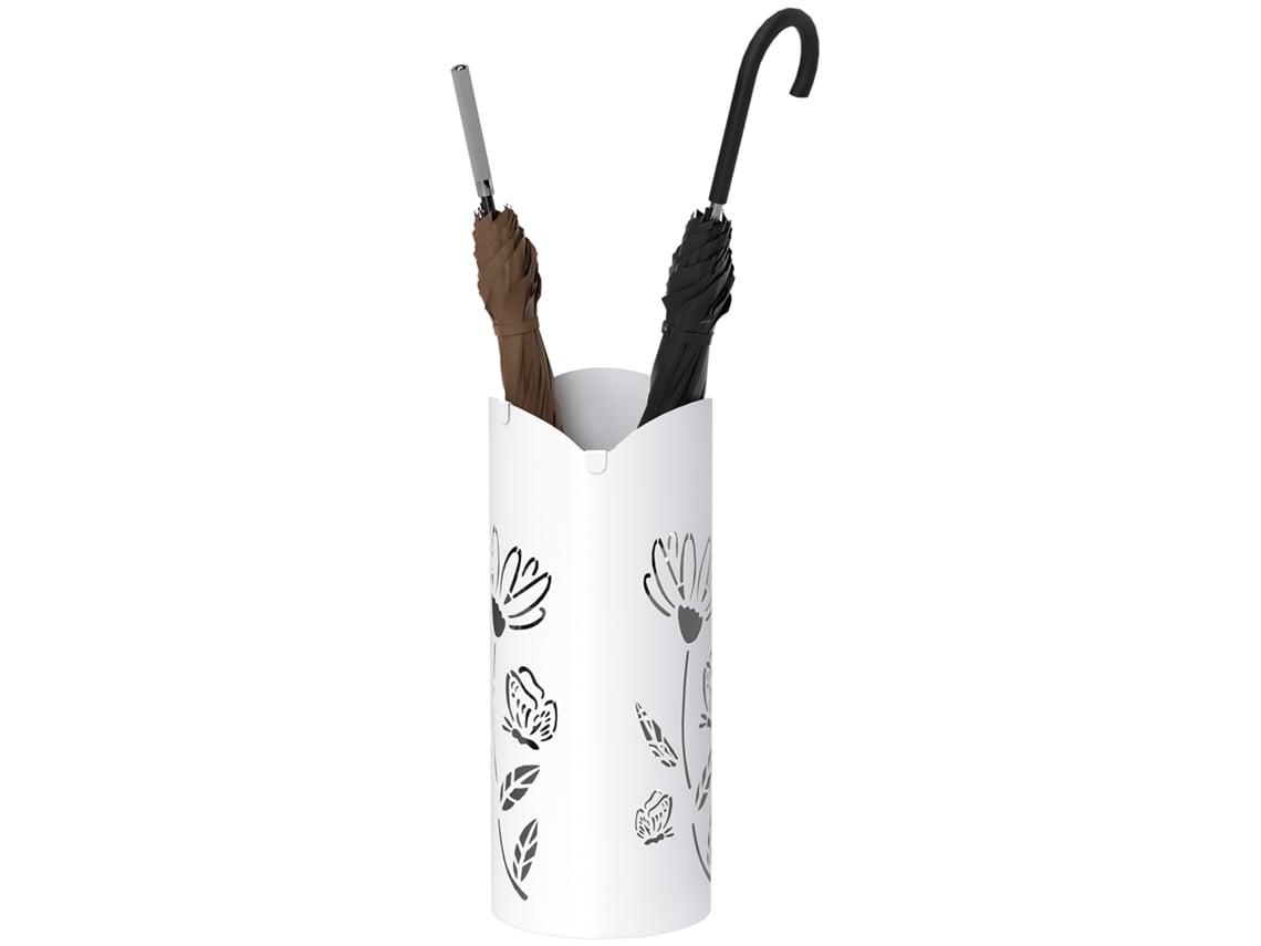 Suporte Guarda-chuvas Aço 4 Ganchos Bandeja 17x17x41 Cm Branco