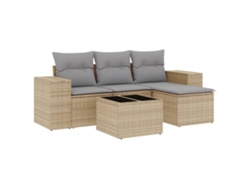 Conjunto de 5 sofás de jardín con cojines de mimbre beige MAISON EXCLUSIVE (5 piezas)