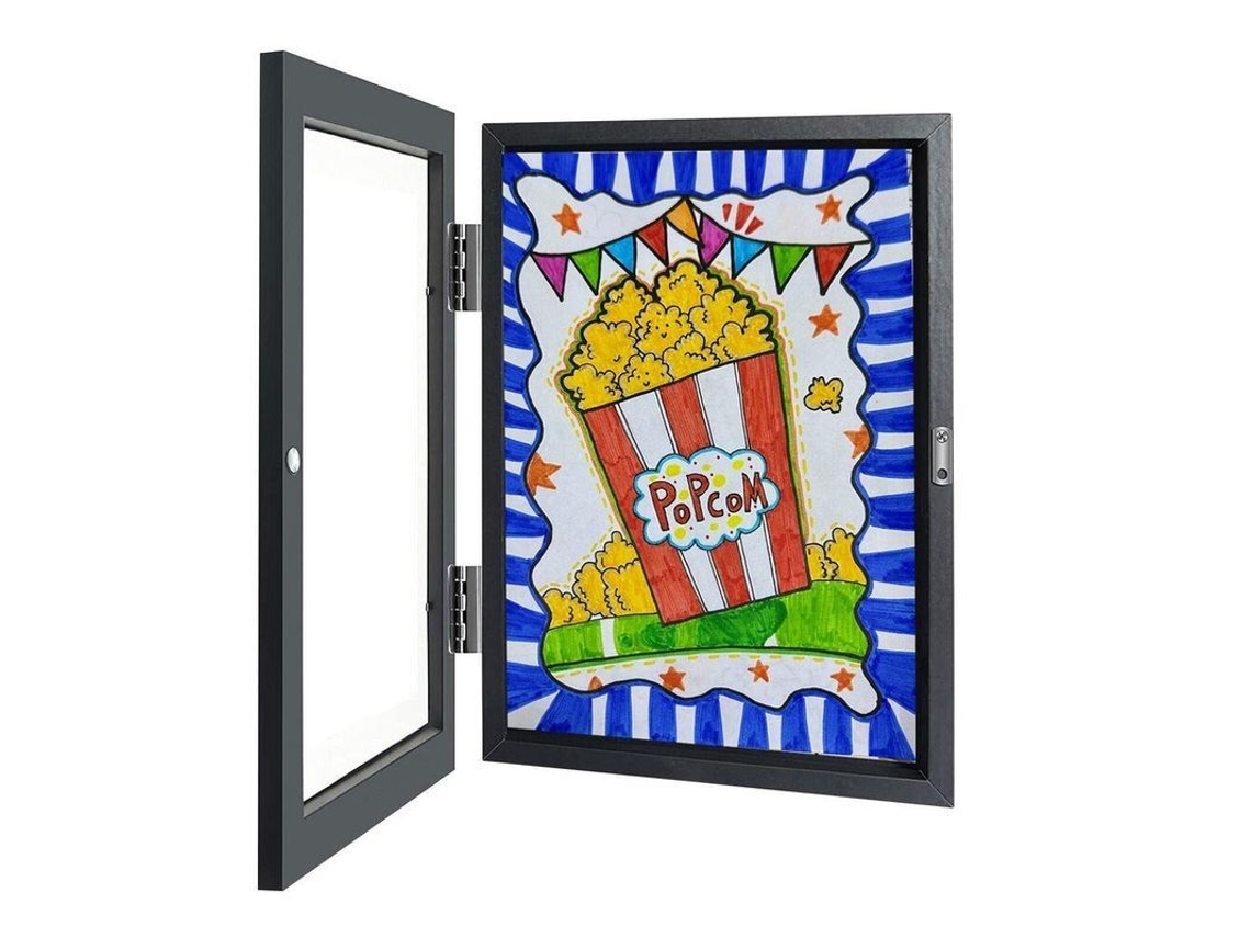 Rebe-frame para arte infantil, marco de fotos, portafolio de dibujos, almacenamiento, exhibición de arte IBD negro