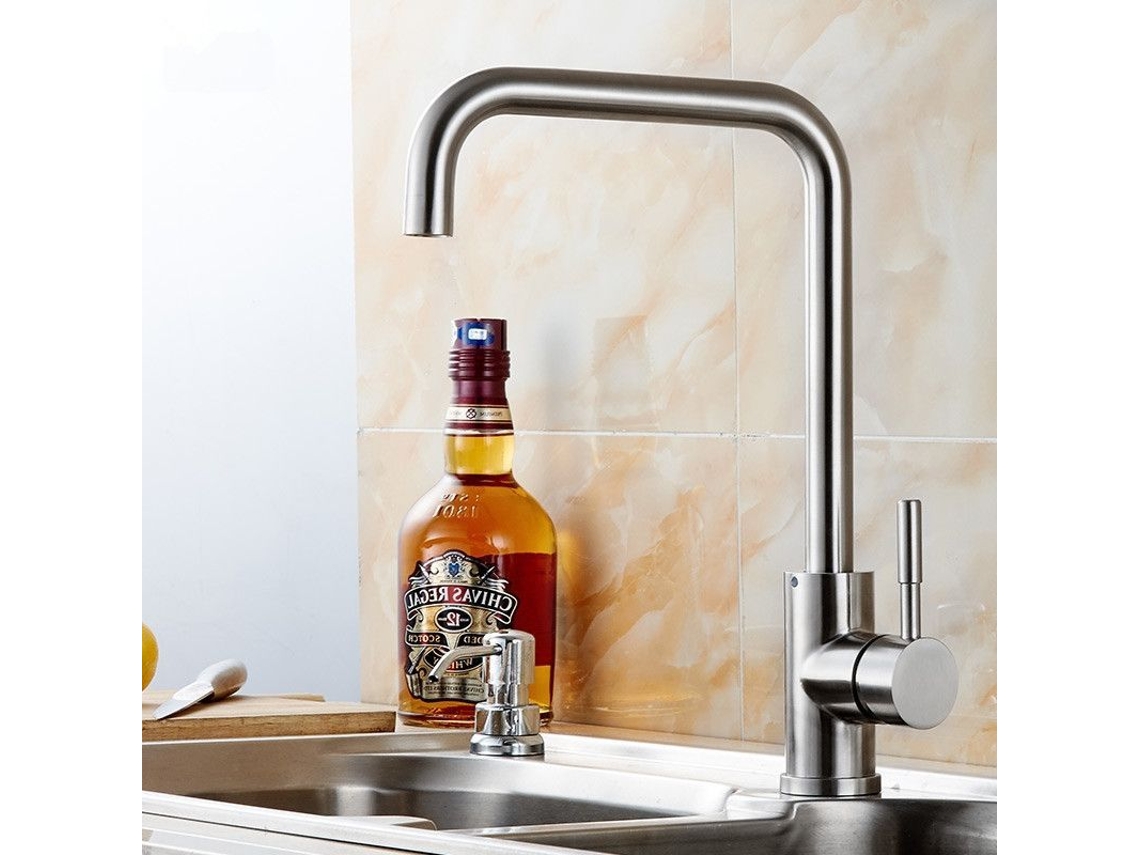 Grifo De Cocina Negro 7-forma Acero Inoxidable 304 Cepillado Grifo Mezclador 360° Giratorio