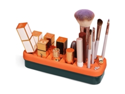 KOFIHETY Portaherramientas de belleza de gel de sílice, organizador de cosméticos extraíble y firme para escritorio, viajes y uso doméstico (21 x 6,5 x 4 cm)