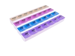 Organizador Semanal De Pastillas, Para 4 Tomas Al Día, Con Tapas Transparentes Y Fáciles De Abrir.