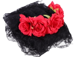 Corona De Rosas Con Velo - Accesorio Para La Cabeza Para Halloween, Festivales Y Cosplay - Perfecto Para Niñas