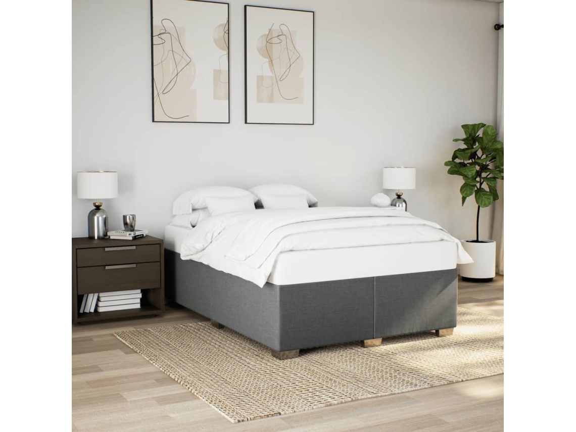 Cama Sin Colchón De Tela Gris Oscuro 160x200 Cm