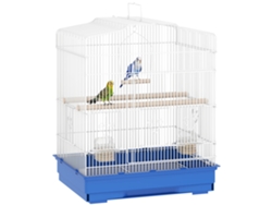 Gaiola Pássaros Aço 46,5x36x59 Comedouros Balanço Azul
