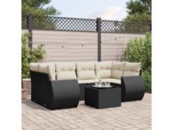 Conjunto de sofá de jardín de 7 piezas con cojines de mimbre negro de DKD Home Decor