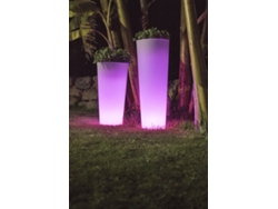Macetero Ficus Ø29x79 Cm. / Blanco / Rgb + Fría Y Cálida Con Batería Recargable Y Carga Solar