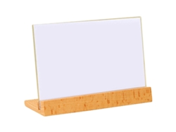 JILLIOPER Placa de Mesa Acrílica en Forma de T con Soporte de Madera de Haya para Oficina Cartel de Comida Tarjeta de Precio en Madera Maciza A4