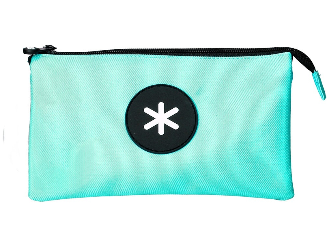 Bolso escolar portatodo ANTARTIK triple cremallera color menta 220x30x120 mm