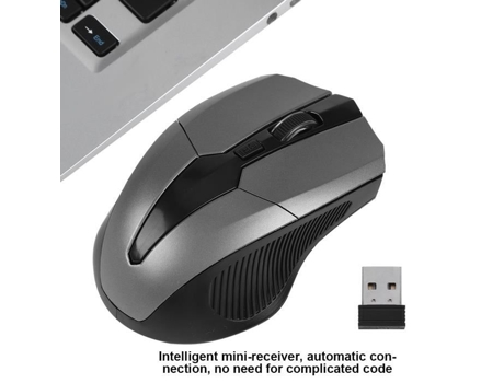 HURRISE Ratón con Cable 2 Cables Ratón Óptico Inteligente Receptor USB 2 4Ghz para Computadora Pc Computadora Gris