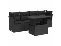 Maison Exclusive - Set De Muebles De Jardín 5 Pzas Y Cojines Ratán Sintético Negro