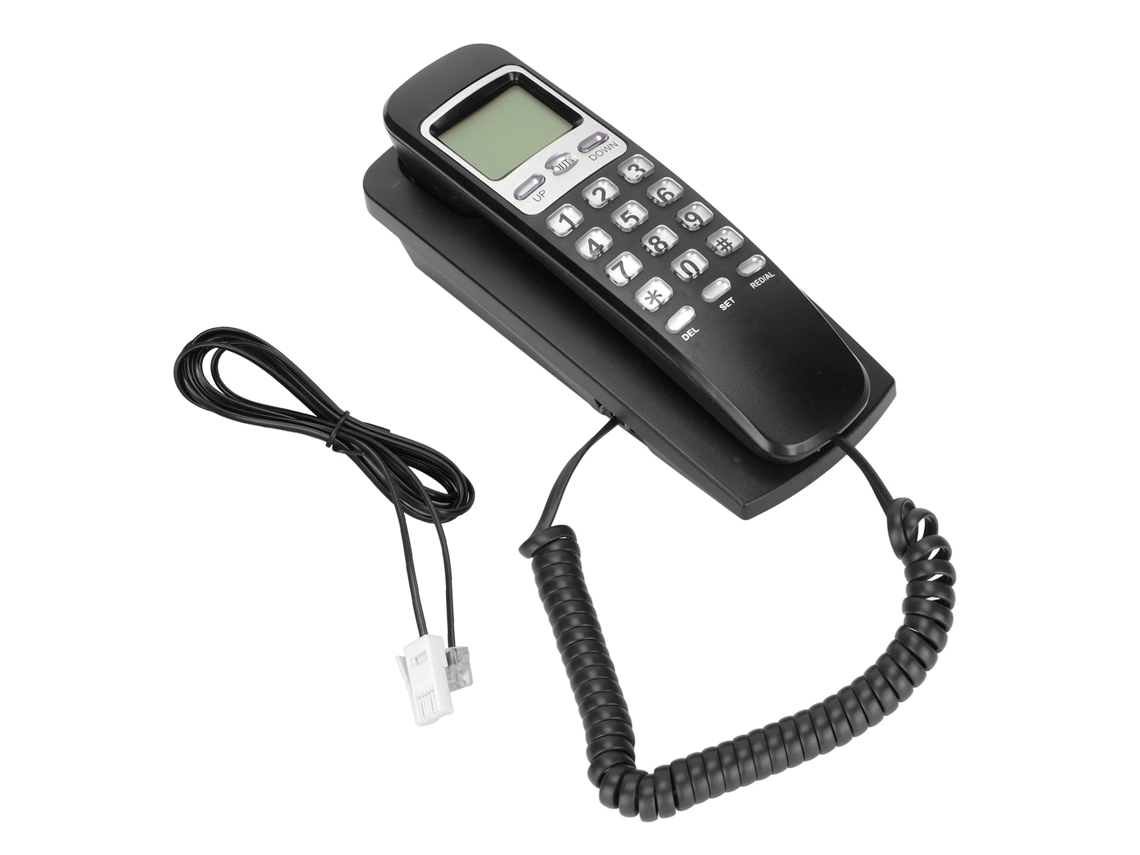 Teléfono De Pared Con Cable, Pantalla Lcd, Calendario, Identificador De Llamadas Y Botones Para El Hogar/oficina - Negro