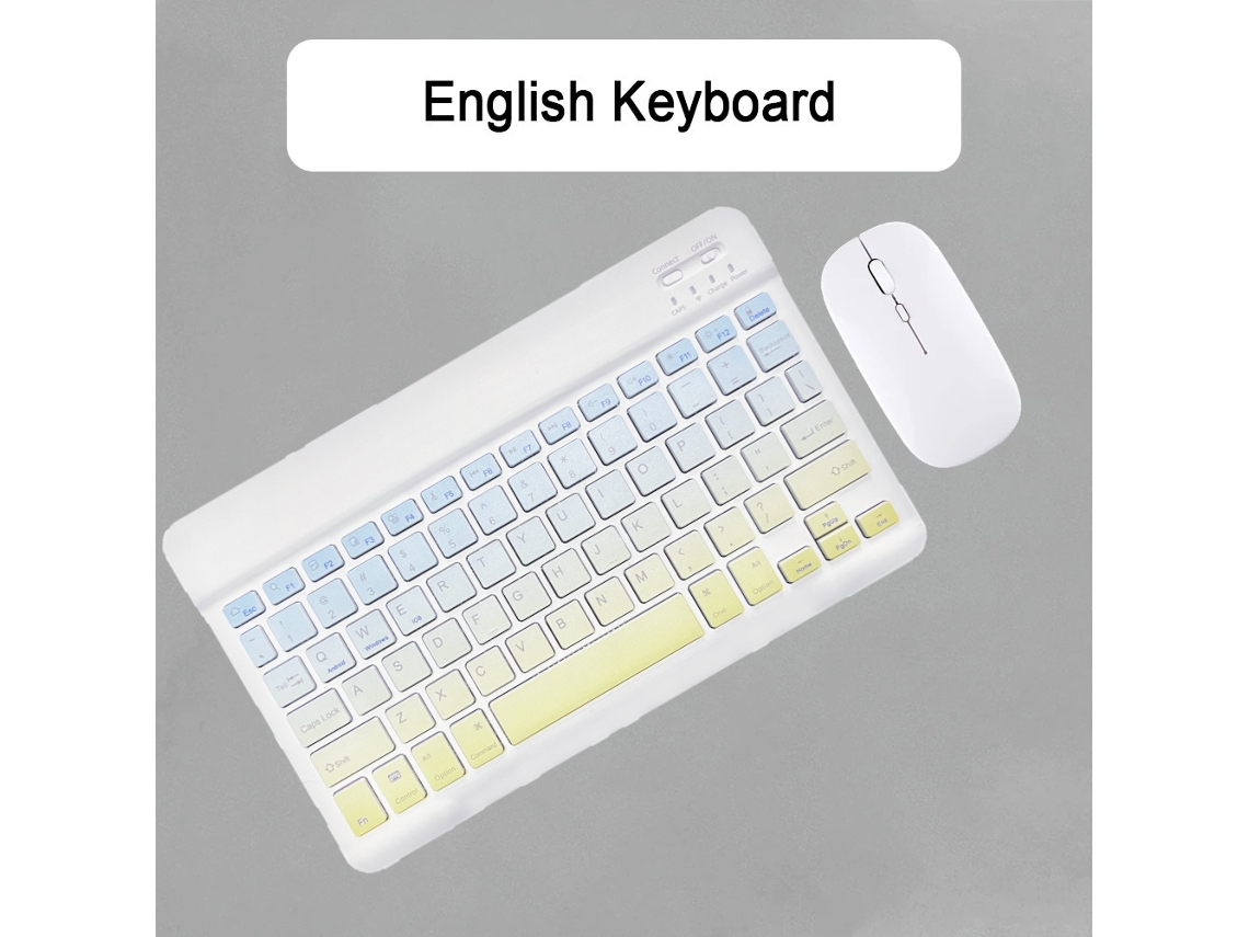 Kit de teclado y ratón Yuysan de 10 pulgadas, inalámbrico, silencioso, con Bluetooth y degradado, color amarillo