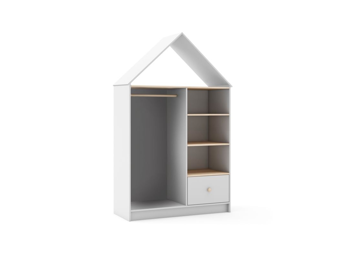 Armario para Jóvenes Misty Cloud Blanco Roble Suave 110 X 180 X 45 Cm Duehome