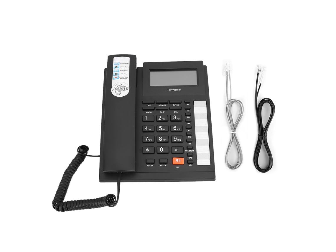 Teléfono Fijo Kx T7007 Con Interfaz Dual, Identificador De Llamadas Y Botones Grandes Para El Hogar Y La Oficina - Negro