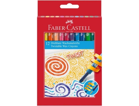 Lápices de Cera FABER-CASTELL Twistable Wax Crayons (Multicolor - 12 Tabletas)