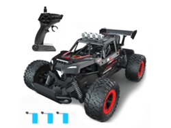Coche Todoterreno Teledirigido De 2,4 Ghz Con Luces, 3 Baterías Recargables Para Niños Y Adultos, Color Rojo.