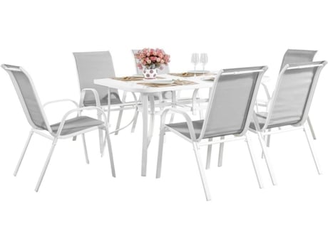 Conjunto de Jardín HABITAT ET JARDIN Phoenix (Gris, Blanco - Acero, Vidrio - 150x90x72 cm)