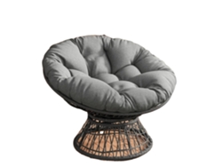 Silla Papasan, estructura de acero resistente, cojín cómodo, gris.