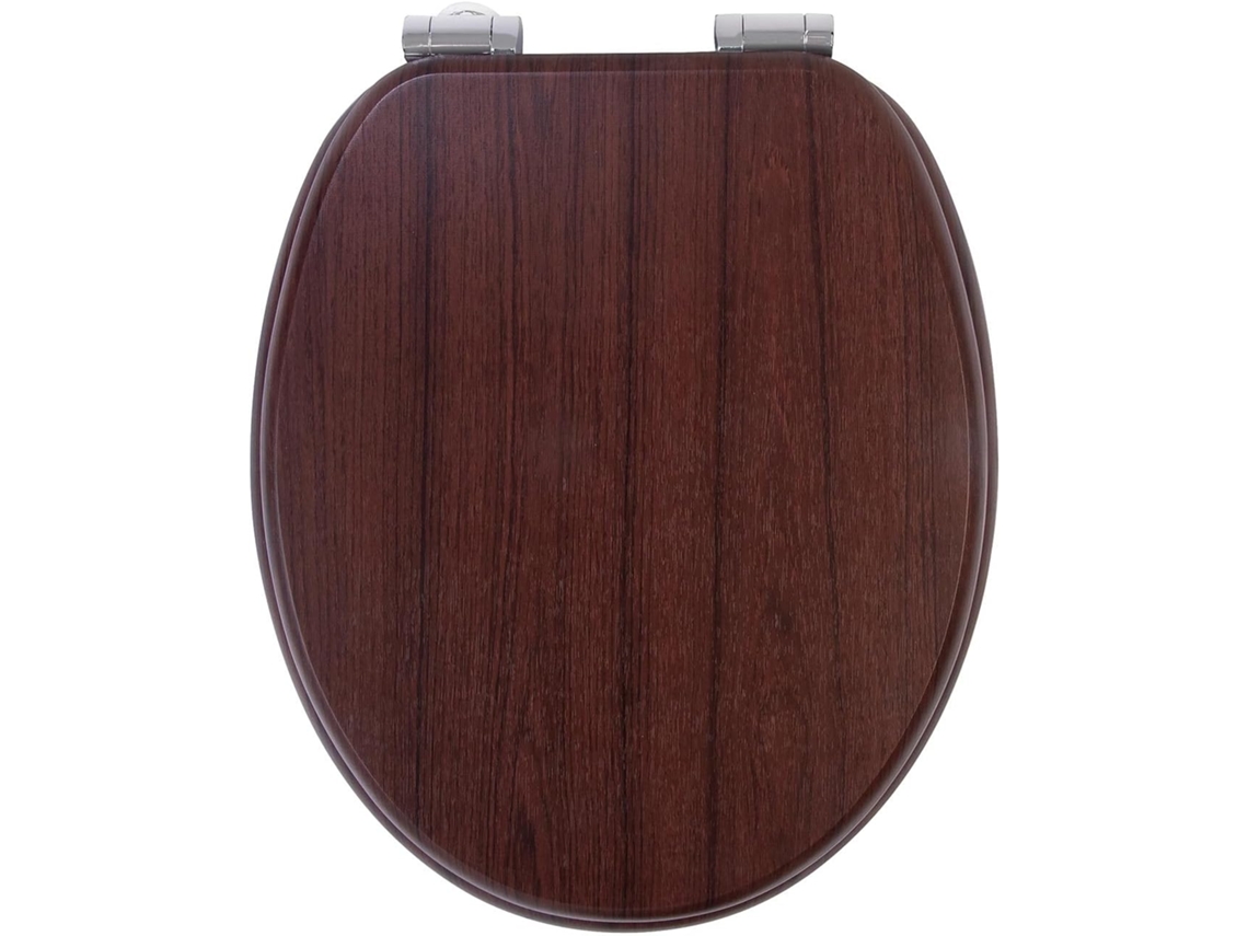 Asiento de inodoro con tapa, cierre suave, aspecto de madera oscura (como Gokoco)