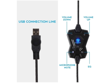 Auriculares Gaming ENZONS para Ps4 USB con diseño de reducción de ruido de micrófono L10 con micrófono oculto con Equ