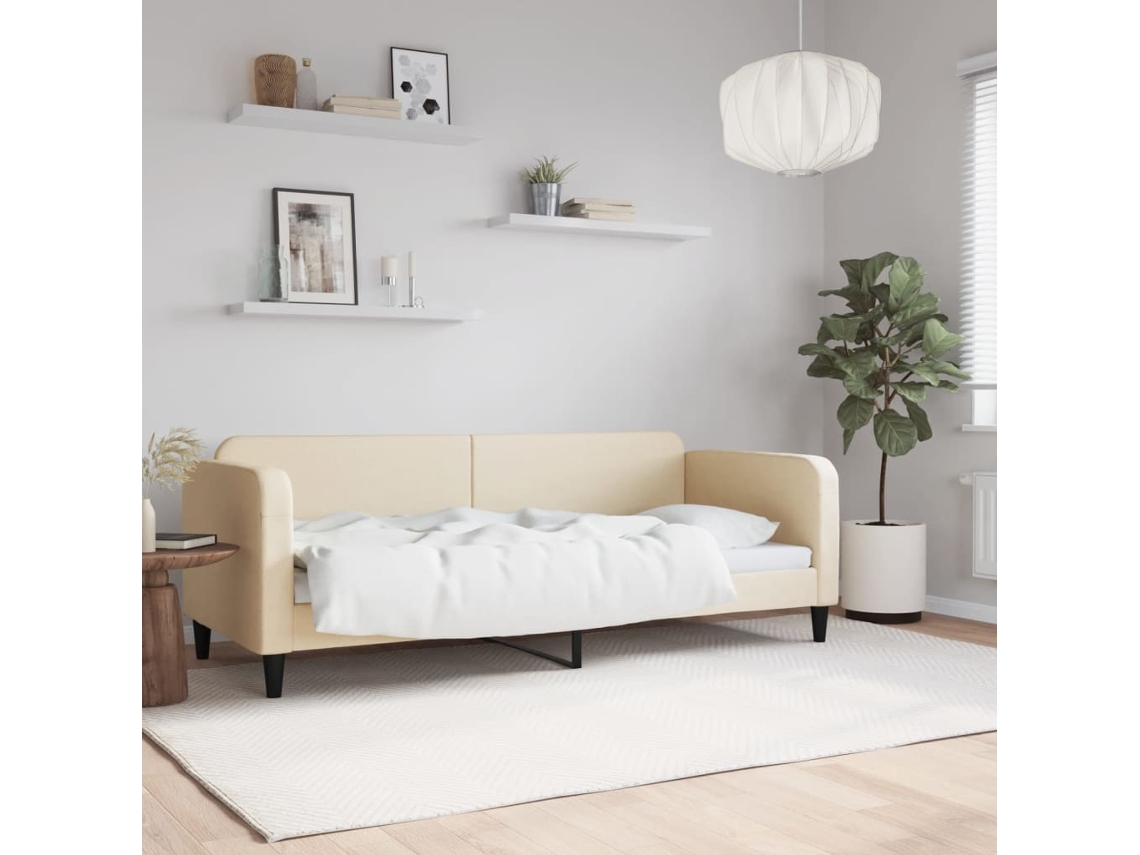 Sofá Cama Sin Colchón Tela Crema 80x200 Cm