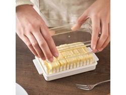 Mantequera, recipiente para queso, caja de plástico para mantequilla con tapa sellada para cortar fácilmente Everley891