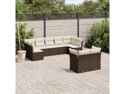 Conjunto de sofá de jardín de 9 piezas con cojines de mimbre marrón de DKD Home Decor