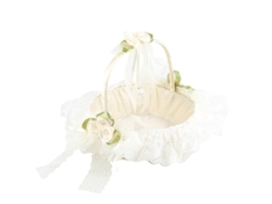 Cesta Para Niña De Las Flores Con Encaje Y Satén En Bambú Para Decoración De Bodas