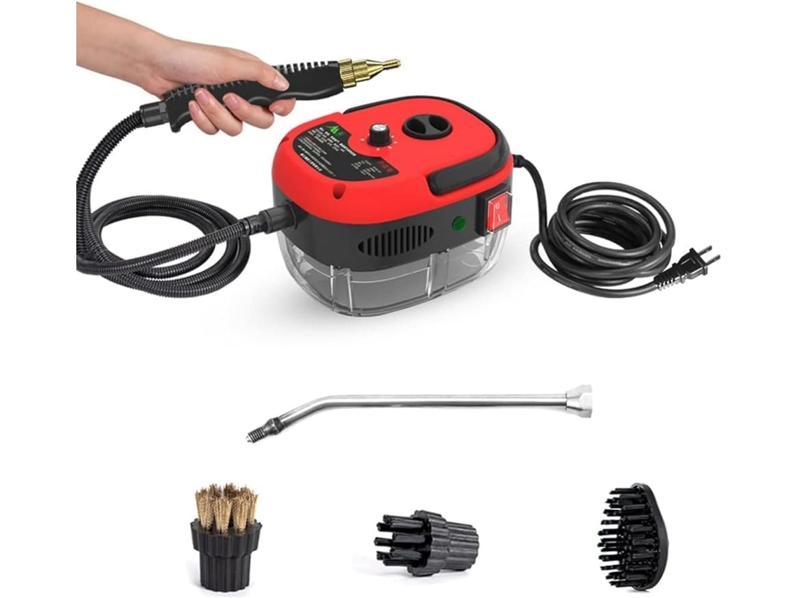 Limpiador A Vapor De Mano, 2500 W, Tipo Perilla, Capacidad De 1000 Ml, Con 4 Accesorios, Rojo Chrui