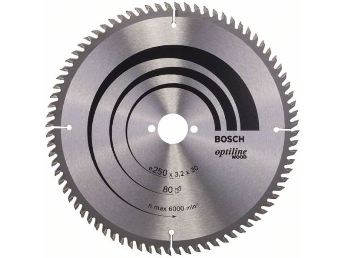 Disco de Sierra Circular BOSCH Optiline Madera 250x30x3.2 mm - 80