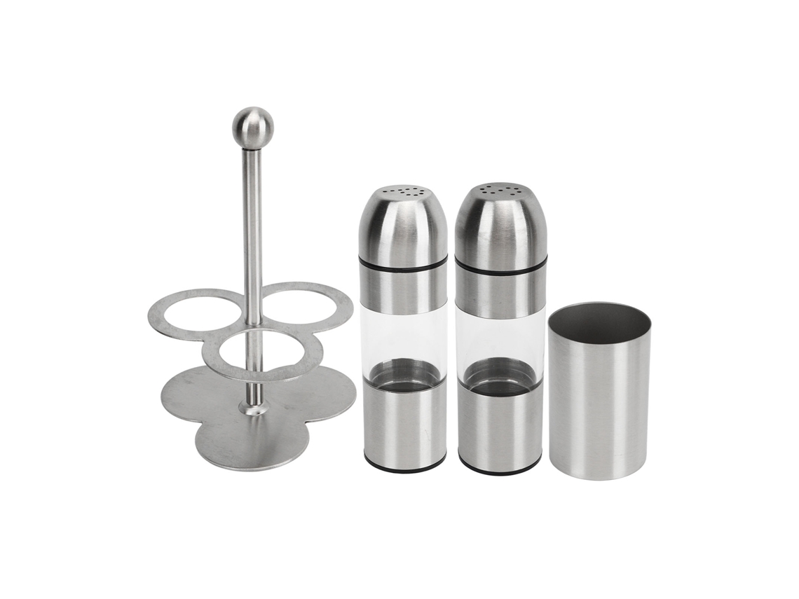 Juego De 4 Botes De Especias De Acero Inoxidable 304 Con Taza Y Estante Multiusos.