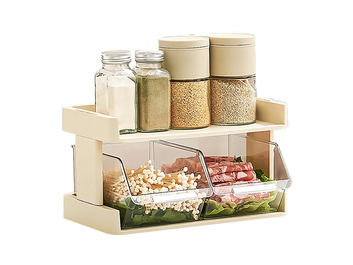 Estantería De Cocina De 2 Niveles Para Verduras Con Cajón Transparente (ps)