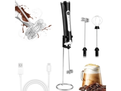 Espumador de leche eléctrico para café, con 3 velocidades y 2 varillas batidoras reemplazables, ideal para café, capuchino y huevos cocidos.
