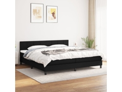 Cama Box Spring Con Colchón Tela Negro 200x200 Cm